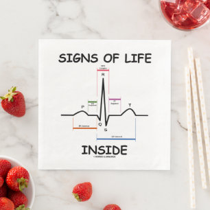 Signs Of Life Inside EMT Medical Heartbeat Humour Napkin