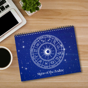 Signs of the Zodiac Illustrations with Stars Calendar