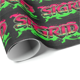 Sigrid Vorname Name Graffiti red green Wrapping Paper