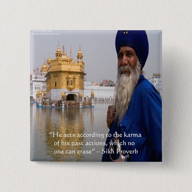 Sikh Actions/Karma Proverb 15 Cm Square Badge (Front)