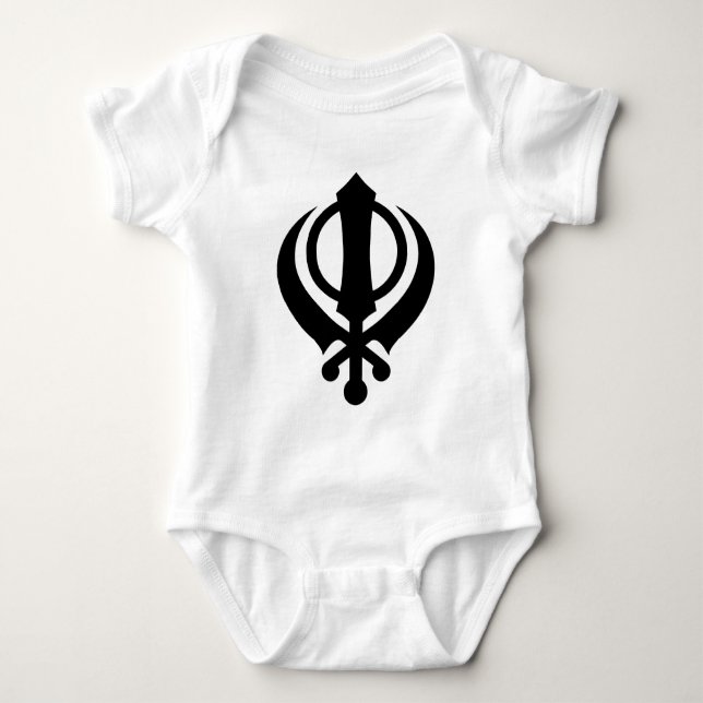 Sikh Khanda Black Baby Bodysuit (Front)