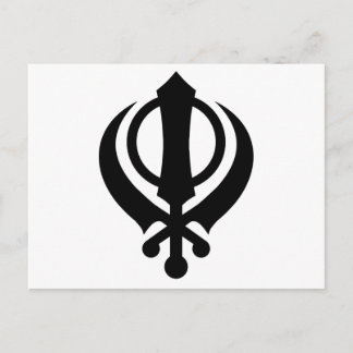 Sikh Khanda Black Postcard