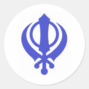 Sikh Khanda Blue Classic Round Sticker