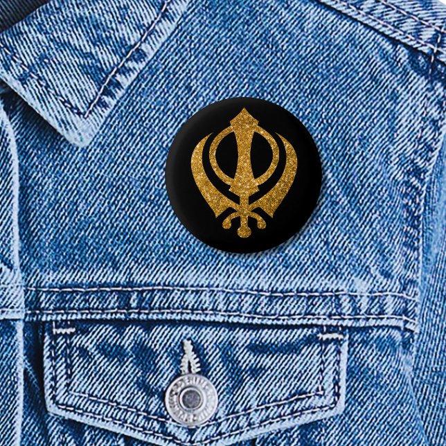 Sikh Khanda "Fearless & Free"  3 Cm Round Badge (Creator Uploaded)