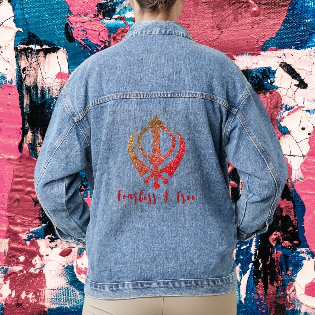 Sikh Khanda "Fearless & Free"  Denim Jacket (Creator Uploaded)