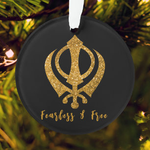 Sikh Khanda "Fearless & Free" Ornament