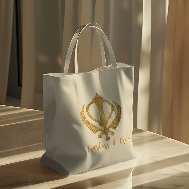 Sikh Khanda "Fearless & Free"  Tote Bag (Creator Uploaded)