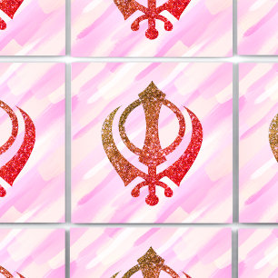 Sikh Khanda Glittery Symbol Tile