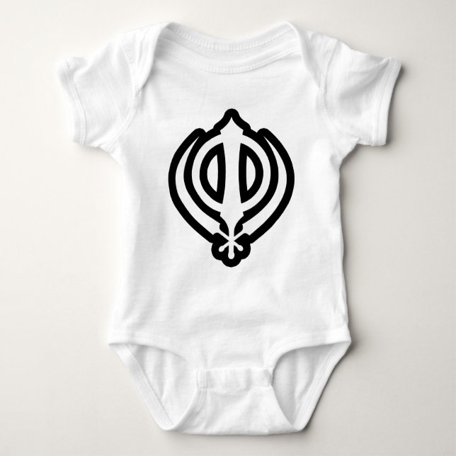 Sikh Khanda Khalsa Sikhism Punjabi Design Baby Bodysuit (Front)