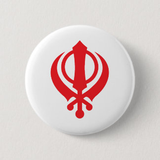 Sikh Khanda Red 6 Cm Round Badge