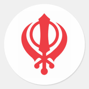 Sikh Khanda Red Classic Round Sticker