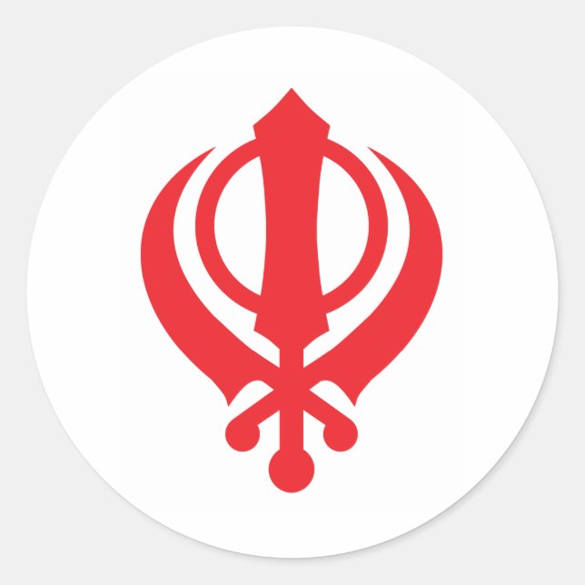 Sikh Khanda Red Classic Round Sticker (Front)