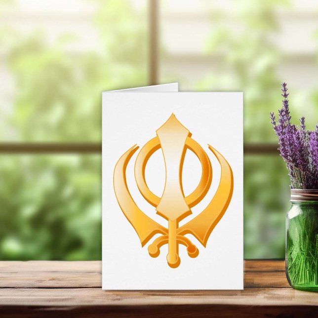 Sikh Symbol Greeting Card (Beautiful greeting and note cards with gold symbols of international religions,.)