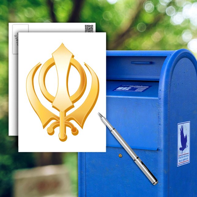 Sikh Symbol Postcard (Sikh Postcard, Gold Khanda, symbol of the Sikh religion. Customize with your text.)