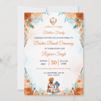 Sikh Turban Tying Ceremony Invitation Card
