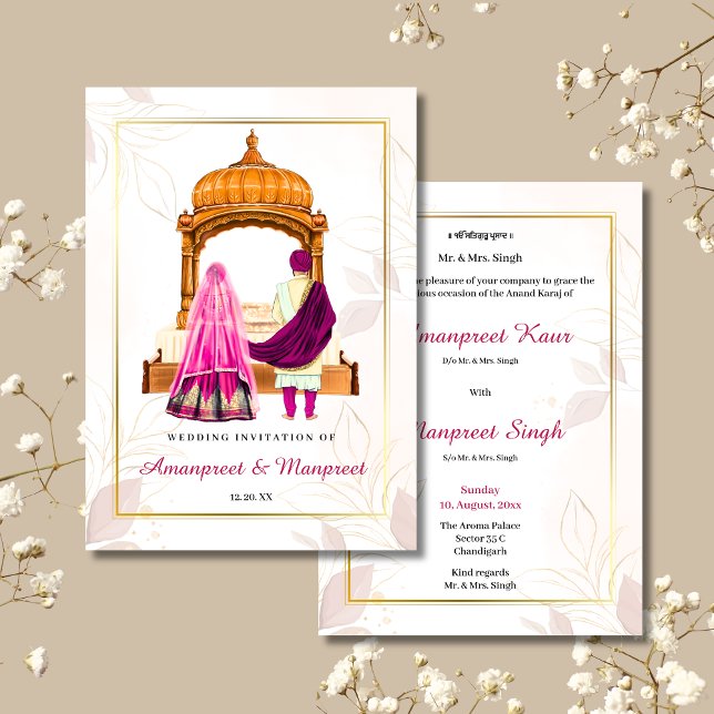 Sikh wedding invitation card Sikh wedding invite (Creator Uploaded)