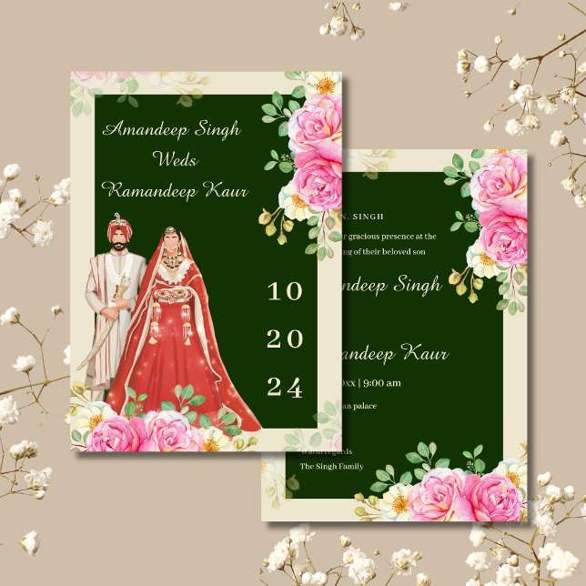 Sikh wedding invitation Punjabi wedding invite (Creator Uploaded)