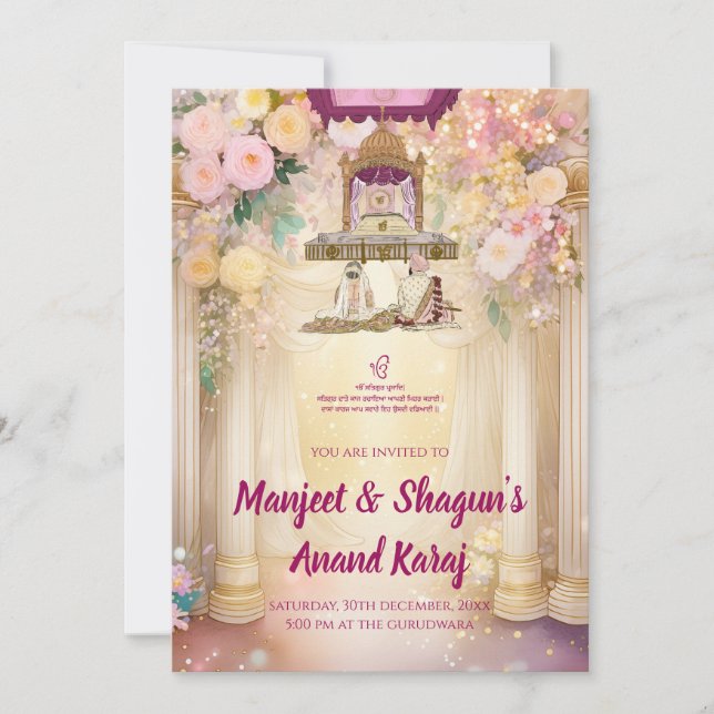 Sikh Wedding invitations Digital Punjabi Wedding (Front)