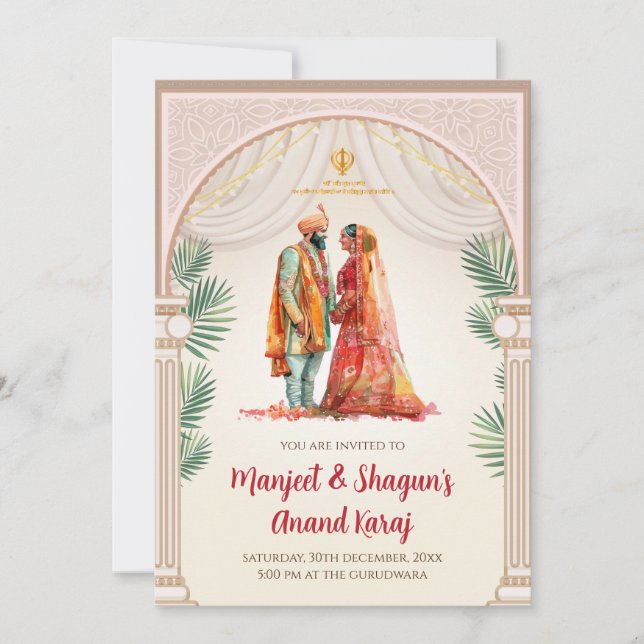 Sikh wedding invites Digital Punjabi invitations (Front)