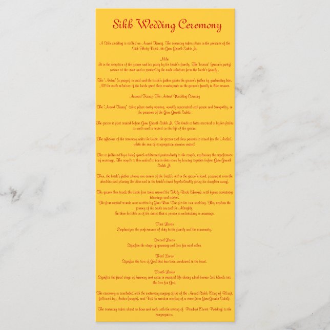 Sikh Wedding Programme (Front)