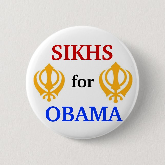 Sikhs for Obama button 2012 (Front)