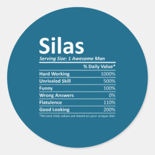 Silas Nutrition Funny Birthday D Name G  Classic Round Sticker