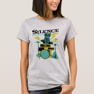 Silence Destroyer Cute Cat Playing Drums T-Shirt