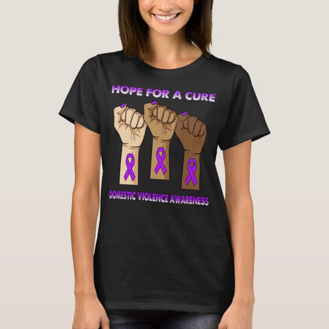 Silence Hand Hope For A Cure Domestic Violence  T-Shirt (Front)