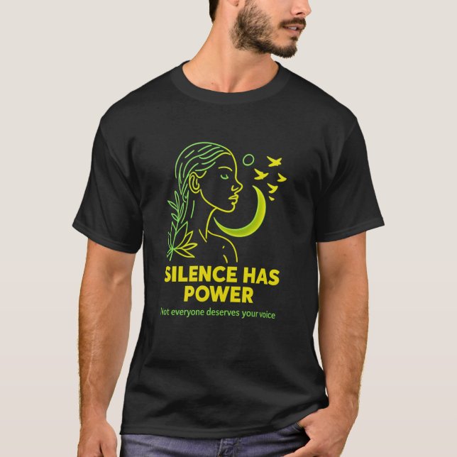 SILENCE HAS POWER  - neon minimalist Basic T-Shirt (Front)