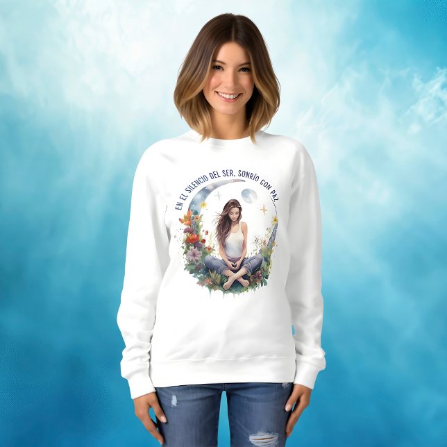 Silence of Being - For Meditating Women Sweatshirt (Mujer espiritual, zen, yoga, meditación, sueter - buzo, cómodo, hermosa ilustración en acuarela)