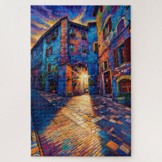 Silent Alley Colourful Assisi Art Jigsaw Puzzle