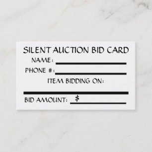 Silent Auction Bid Card (White)