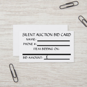 Silent Auction Bid Card (White) BRITISH POUND