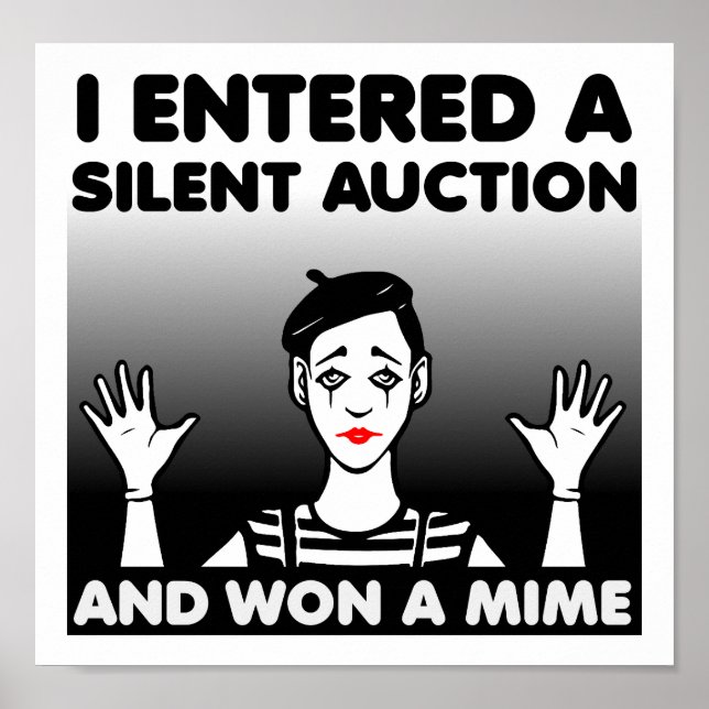 Silent Auction Mime Funny Poster (Front)