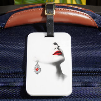 Silent Beauty – Monochrome Charcoal Art with Red Luggage Tag