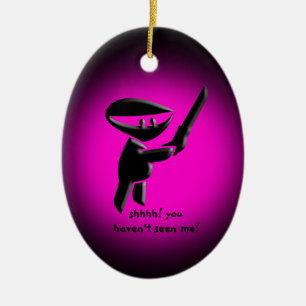 Silent black ninja assassin, armed and dangerous ceramic tree decoration