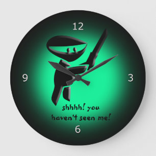 Silent black ninja assassin, armed and dangerous large clock