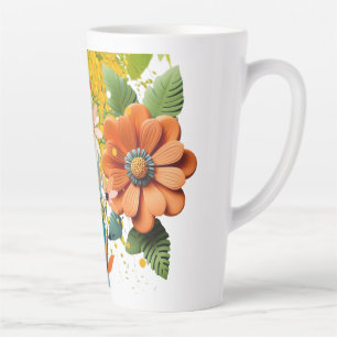 Silent Bloom Sculpted Petals Floral Reverie Ember Latte Mug