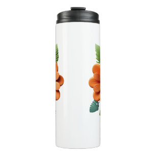 Silent Bloom Sculpted Petals Floral Reverie Ember Thermal Tumbler