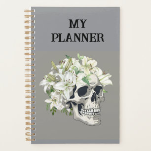 Silent Bloom: Skull & White Lilies Planner