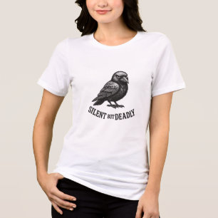 Silent But Deadly Raven Funny Dark Humor Design Tri-Blend Shirt