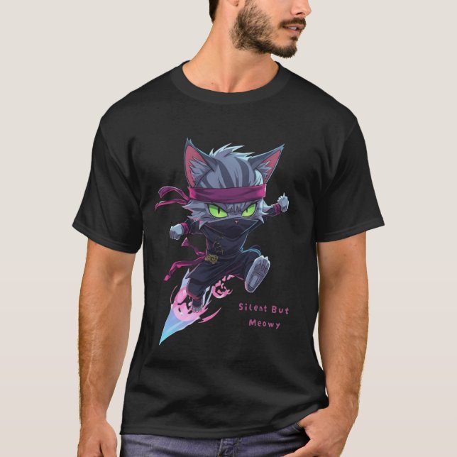 Silent But Meowy Funny Cats  T-Shirt (Front)