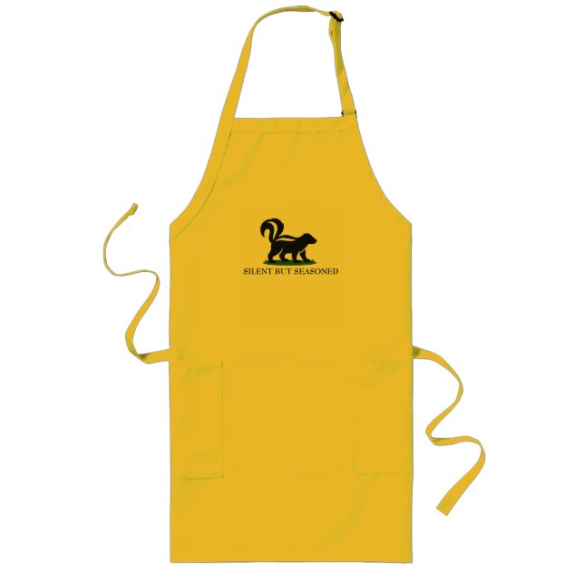 Silent But Seasoned Skunk Kitchen Flag Long Apron (Front)