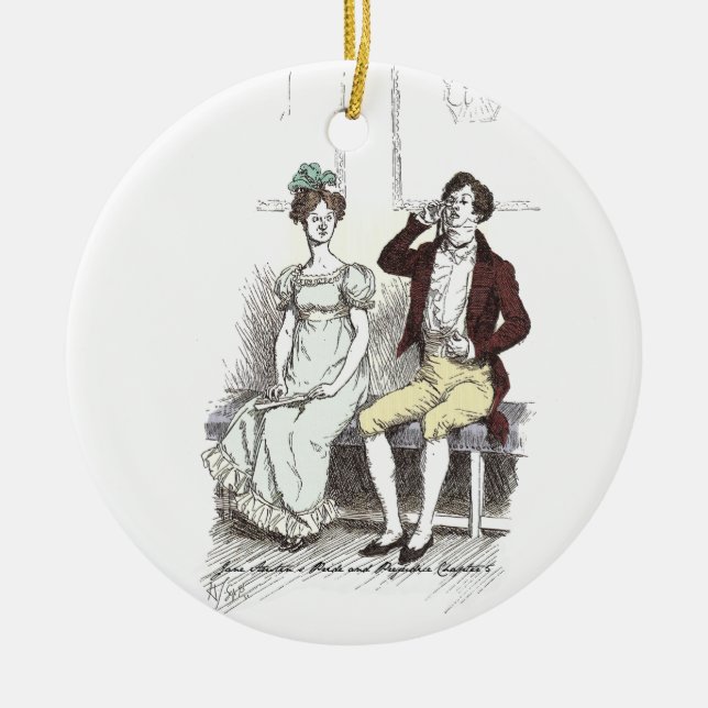 Silent Darcy - Jane Austen Pride and Prejudice Ceramic Tree Decoration (Front)