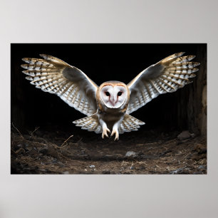 Silent Descent – Barn Owl in Flight Poster