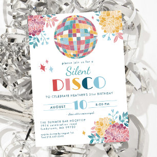 Silent Disco Party 70's Theme Birthday Invitation
