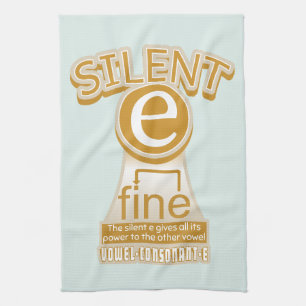 Silent E English Language Phonics Rule Tea Towel
