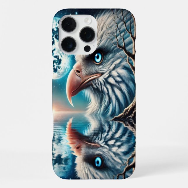 Silent Eagle Beneath a Glowing Midnight Moon iPhone Case (Back)