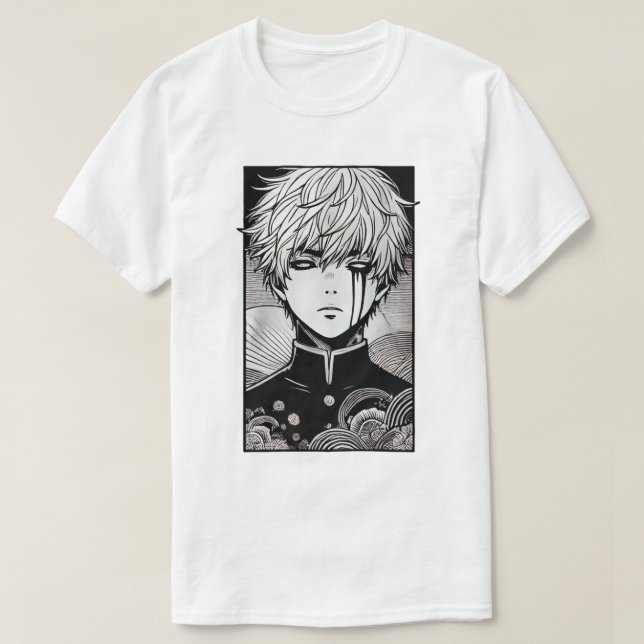 Silent Gaze – Minimalist Manga Art T-Shirt (Design Front)