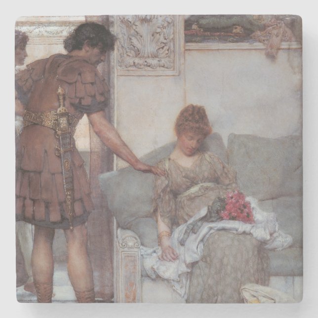 Silent Greeting (by Lawrence Alma-Tadema) Stone Coaster (Front)